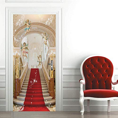 3D Türtapete Türaufkleber Selbstklebend Türfolie Poster Fototapete Türbilder Türtattoos Wasserdichte Tür Stickers für Kinderzimmer Wohnzimmer Badezimmer 100x200 cm Treppe