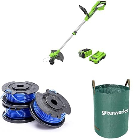 Greenworks Coupe Bordure Sans Fil avec Roue pour Jardins, Largeur Coupe 33 cm, Fil en Nylon 1,65 mm à Alimentation Automatique, Batterie 40V 2Ah et Chargeur G40LT33 + Greenworks Bobine double fil pour