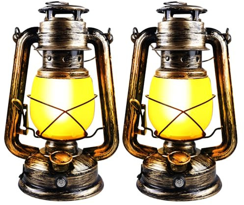 2 Pezzi Lanterna Da Esterno, Lanterne Da Esterno Vintage, Lanterne Da Giardino, Lampade Da Campeggio, Led Lanterne Giardino, Lanterna A Fiamma Tremolante A Batteria Per Iinterni Ed Esterni Decorazioni