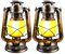 2 Pièces Lanterne Extérieure, Lanterne Vintage Rechargeable, Lanternes D'extérieur, Lanterne De Camping, Lampe Tempete Led Flammes Réalistes, Pour Jardin, Porche,Terrasse,Cour, Chemins