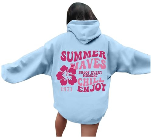 2024 Red School Jumper Women Oversized Hoodies Hoodie Y2K Hoodies Y2K Zip Up Hoodie Personalised Hoodies Pink Palm Puff Hoodie (Light Blue, L)