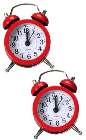Warmhm 2St Wecker aus Metallmaterial Dekoration Schlafzimmer standuhr Tischuhr wohnraumdeko famlyguy Schlafzimmer Dekoration Desktop-Mini-Wecker Kinder ländlicher rot