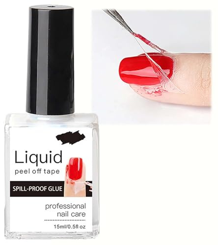 15ML Spill-Proof Glue, Liquid Nail Latex - Peel Off Skin Barrier Protector for Gel Polish, Cuticle Protection, and Odorless Nail Art - White Latex for DIY Nail Projects at Home
