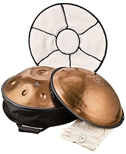 Sonic Energy Sensory Handpan, Bb2-Amara, 9 Töne, Kupfer (HPSTL93CU) | 432 Hz, Durchmesser 22 Zoll, 56 x 56 x 25 cm, Inkl. Tasche, Hülle, Schutzdeckel, Handschuhe und 2 Sound Tubes, Edelstahl