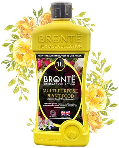 Bronte Multi Purpose Food Fertiliser for Outdoor Plants - 1Ltr Concentrated, Organic Base, Seaweed-Enriched, Plant-Based and Pet Friendly - Makes 300L Ideal for Veg, Flowers, Trees & Shrubs - UK Made