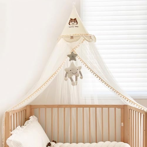 Moskitonetz Für Kinderbetten Moskitodecke Für Den Boden Kinderbettdecke Kinderbettvorhänge Spieluhr Mit Halterung Moskitonetz Bettvorhänge(Size:Suitable for Bed 200 * 100cm,Color:Stil A)