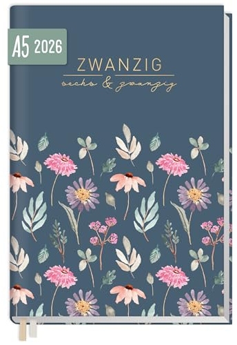Häfft® Chäff-Timer Classic Kalender 2026 A5 Flying Flowers Buchkalender, Terminplaner, Terminkalender, Wochenplaner für 12 Monate: Jan. 2026 bis Dez. 2026 - nachhaltig & klimafreundlich
