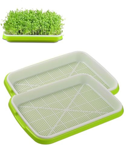 T TAKONE Juego de 2 bandejas para cultivar berros, 32 cm, grandes semillas, ideal para semillas germinadas, para brotes y microverdes y berros