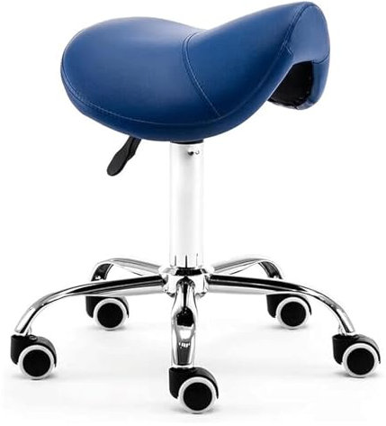 LULUMAIC Ergonomischer Sattelhocker mit Rädern PU Leder-Schwenk Salon Sitz Sattelstuhl 48-60 cm einstellbar für Tattoo/Schönheit/Wimpern/Massage/Zahnarzt