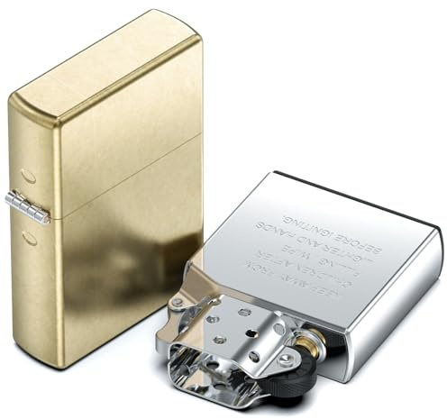 Windproof Petrol Lighter for men, Vintage Brass Ligher Refillable Fuel (Sold without Fluid)