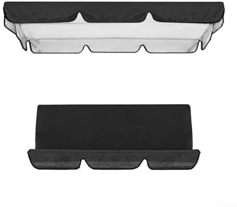 2Pcs Sets Garden Swing Canopy Seats Replacement,For The Most Commonly Used Outdoor Three Seater Swings(Black 195x125x15cm)