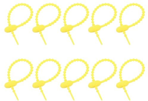 sourcing map 20Pcs 4 Silicone Cable Ties, Reusable Zip Ties Strips Twist Tie, Cable Cord Wraps Management Organizer for Home Office Kitchen Food Bag, Yellow