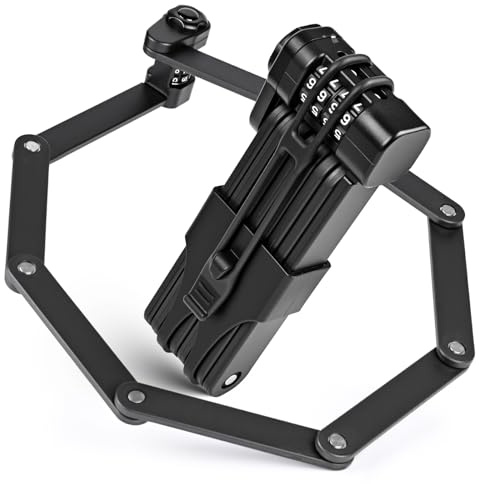 Vankarr 110cm Faltschloss Fahrrad Zahlenschloss Fahrrad Faltschloss mit Halterung Hohe Sicherheit Fahrradschloss mit 4-stelliges Zahlencode Fahrradschloss für Motorrad, E-Bike, Fahrrads