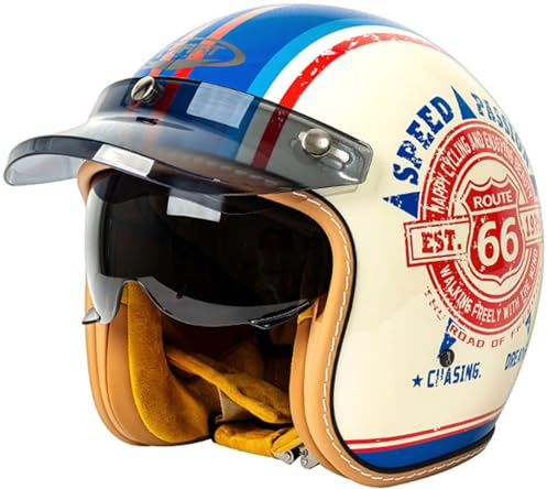 Casques Ouvert Classique Demi-Casque Hommes, Casques De Moto 3/4 Ouvert Casque Scooter Vintage Casque Jet Moto Homme Homologué Dot/ECE Demi Casque Chaud pour Scooter Cyclomoteur