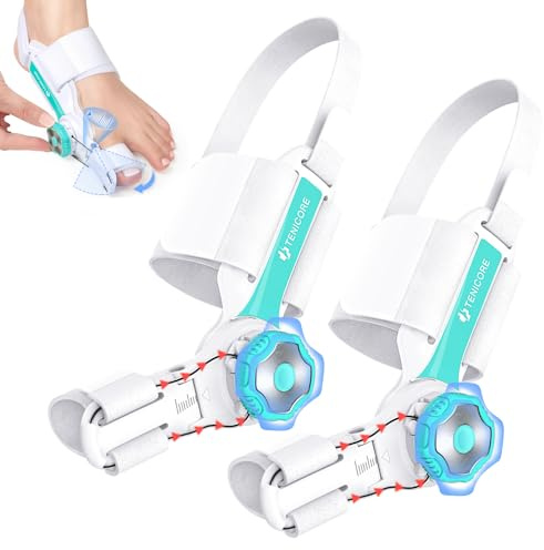 TENICORE Corrector de Juanetes Botón Ajustable Separador Dedos Pie Corrector Juanetes Mujer Hombre para Hallux Valgus Protector Dedos Pie 2 Unidades