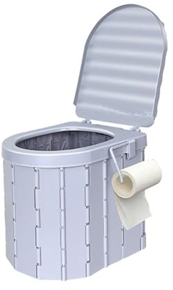 NEWFUN WC Portatile, WC Portatile Adulti,WC Pieghevole con Portarotolo, Portata Fino a 200 kg, Adatto per Campeggio, Escursionismo, Viaggi e Pesca
