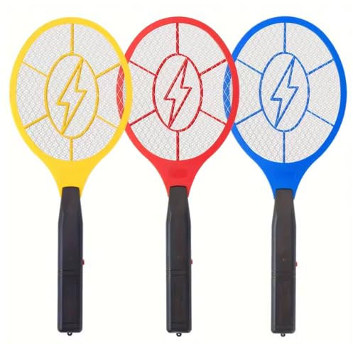 081 Store - 3 PEZZI Racchetta Zanzare Elettrica Fulmina Insetti Ammazza Mosche Ricaricabile Con Spina 220v