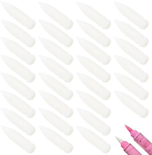 YAYNO 30 Stück Ersatzstifte mit weicher Spitze für Acrylfarbmarker feine Spitze aus Nylon nachfüllbare Pinselstifte zum Zeichnen Ersatzstiftspitze