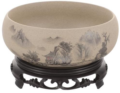 GALPADA Keramik Blumentopf Mit Untersetzer 6.7 Zoll Hydroponische Bonsai Schale FüR Zimmerpflanzen Und Lotus Wasserpflanzen Dekorativer Topf FüR Zuhause