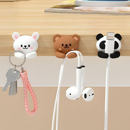 Lot De 3 Organisateurs De Câbles Autocollants Pour Bureau – Clips Silicone Pour USB, Câble De Charge Et Électrique – Design Animal Amusant Pour Gestion Et Organisation Des Câbles