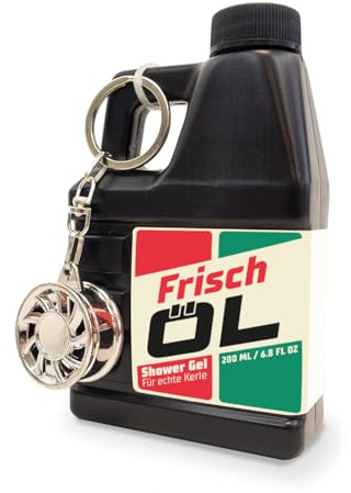Duschgel für Männer im Deko-Kanister 200ml Bath & Body Geschenk - Ölkanister-Form (1, Duschgel Motiv Frisch Öl)