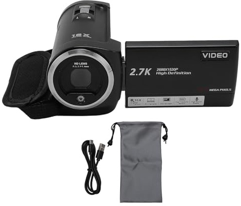 XZXCVN Filmadora Cámara Digital 50MP, Video Recorder 2.7K HD, Zoom Digital 16X, Pantalla Giratoria 2.8 Pulgadas - Alta Resolución, Iluminación Mejorada, para Viajes y Eventos (Tipo 4)