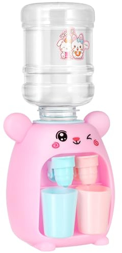 YARNOW Mini Dispensador de Agua para Juguete Educativo Infantil Doble Salida Color Rosa Modelo Compacto Adecuado para Cocinitas y Juegos de Simulación de Bebida Agua y Jugo