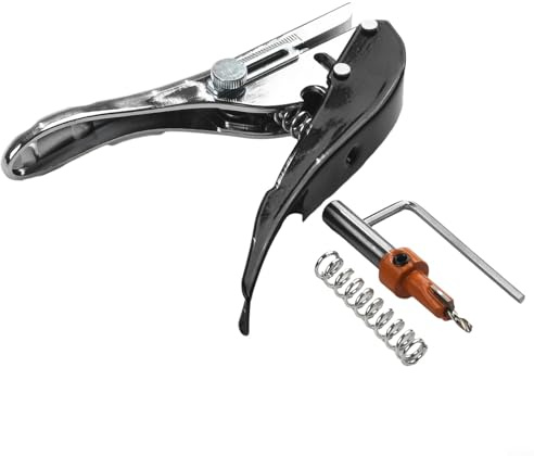 Juego de 2 perforadores ajustables para tarjetas con taladro avellanado para carpintería, diámetro de agujero de 8 mm, control de profundidad de 1 a 20 mm, adecuado para encolado de bordes, cartón