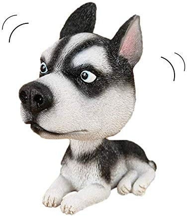 Lingtaihe 11CM Siberian Husky Hund Wackelkopf Nicken Hund Innen Ornamente Lustige Cartoon Welpen Schütteln Kopf Abbildung Mini Wackelkopf Spielzeug für Auto Wohnen Dekoration
