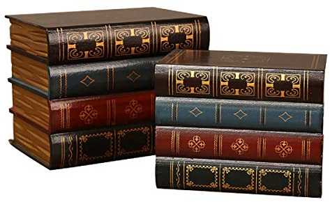 Set 2 Scatole Libro False in Legno Vintage – Contenitore Decorativo Antico per Gioielli e Arredamento