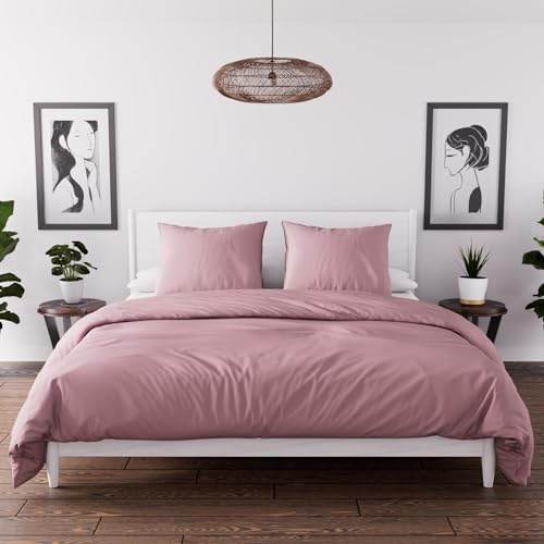 Intemporel Parure Housse de Couette en Microfibre lavée 240x220 cm Boheme Vieux Rose, par Soleil d'Ocre