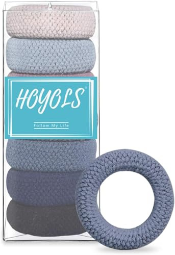 HOYOLS Große Dickes Haargummis, Nahtlose Pferdeschwanzhalter | 7 Farben für Tägliche Dutts, Pferdeschwänze, Weiche Faltenfreie Stoffgummis, Haaraccessoires für Damen,Teens, Sicherem Halt