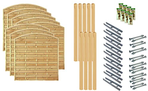 TETZNER & JENTZSCH Zäune Madison 6 I Sichtschutz Zaun 180 x 180cm Graugrün I Gartenzaun aus Holz für den Sichtschutz I Zaun mit Lamellenwand I Gartenzaun Komplettset mit Trennwand für den Windschutz