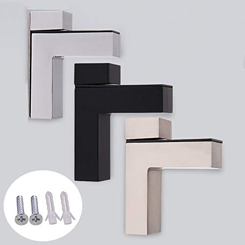 NWHJ Verstellbare Regalbodenträger für 3-35 mm Dicke Holz Glas Regal, Metall Glasklemme Wandhalterung Badezimmer Regalbodenhalter Hardware 2er-Set (Color : Brushed Silver)