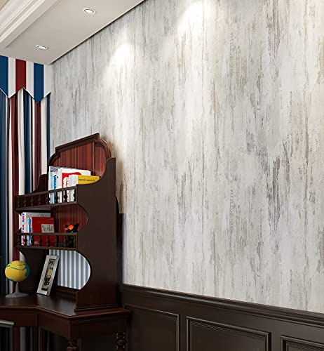 FunStick 36 x 200 Thick Textured White Concrete Wallpaper Peel and Stick Matte Industrial Cement Concrete Contact Paper for Countertops Cabinet Waterproof Adhesive Vinyl Wall Paper for Bathroom Wall
