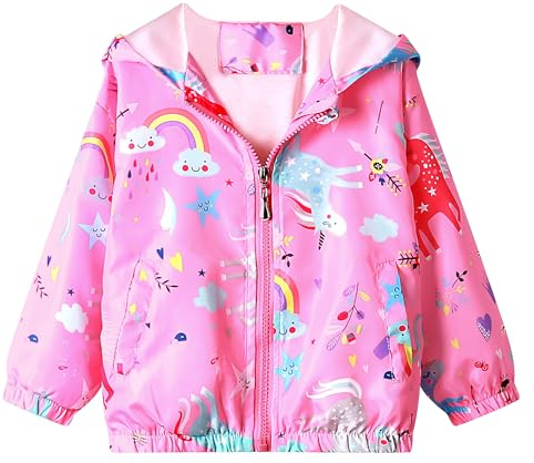 JinBei Bambina Cappotto Giacca a Vento Con Cappuccio Sottile Giacche e Cappotti Ragazza Abbigliamento per La Tuta Solare Cerniera Lampo Bimba Autunno Protezione Solare Vestiti Impermeabile 1-7 Anni