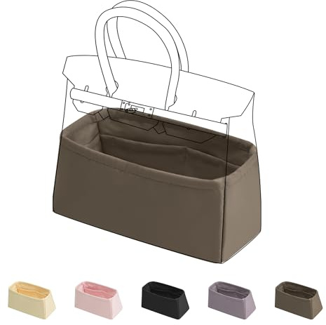 DGAZ Satin Handtaschen Organizer für Birkin 35, Tasche in Tasche, Etoupe