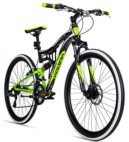 Bergsteiger Kodiak 24 Zoll, 26 Zoll, 29 Zoll Mountainbike, Scheibenbremse, 21 Gang-Schaltung, Vollfederung, Fully MTB für Jungen, Mädchen, Damen & Herren
