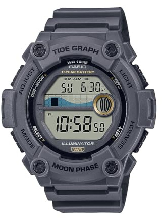 Casio Tide Graph Moon Phase Men's Sports Watch w/Illuminator (Model WS-1300H-8AV Gray)