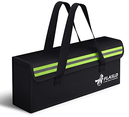 FLASLD Lipo Battery Safe Bag Explosionproof - Large Capacity Fireproof Bag for Ebike Battery Charging and Storage (19.3 x 4.3 x 7in)