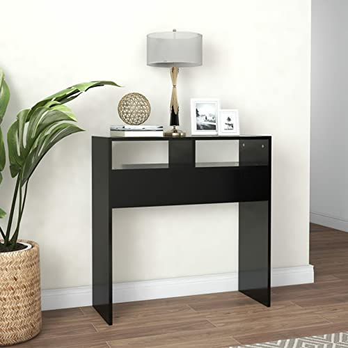 Susany Console Table with 2 Shelves Side Table Entry Hall Table Sofa Table Dresser Desk for Living Room & Entryway 78x30x80 cm Chipboard, Black