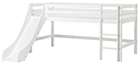 Hoppekids ECO Dream Hochbett mit Rutsche | 90x200 | Weiß | Mit passende Matratze | Das Nordische Umweltzeichen | FSC®-zertifiziertes massives Kiefernholz aus der EU | Entworfen in Dänemark