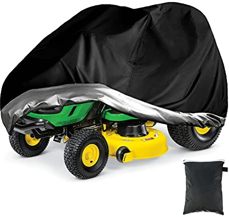 SUNSURE Outdoor Lawn Tractor Cover Waterproof Universal Riding Lawn Mower Cover Patio Garden Durable UV Protection Lawn Mower Cover with Adjustable Drawstring & Storage Bag (M: 70x43x43 inch)