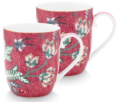 Pip Studio Flower Festival Henkelbecher Dark pink 145 ml Set2