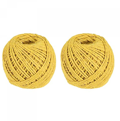 sourcing map Ficelle Emballage Corde Emballage Coton Ficelle 75M Jaune Corde pour Cadeau Emballage, Noël Ficelle, Paquet de 2