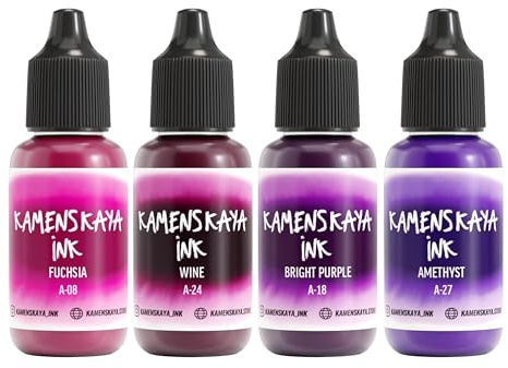 KAMENSKAYA Alcohol Ink Set #12: Farbkombination von Alkoholtinten, 4 Stück. Je 15 ml