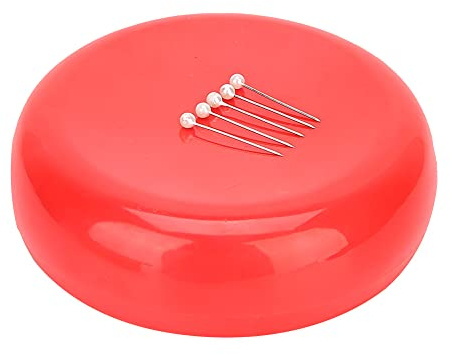 Alfiler Magnético Redondo, 3,9 X 3,9 X 1,2 Pulgadas, Soporte Magnético Para Agujas De Coser, Estuche De Almacenamiento Para Agujas De Coser, Alfileres, Horquillas Para El Cabello(Red)