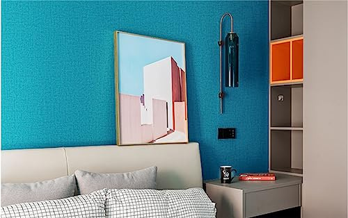 Bleu Papier Peint intissé 9,5 m x 0,53 m Couleur Pure Modernes Minimaliste Papier Peint 3D Couleur Unie Papier peint non-tissé pour Chambre Salon TV Fond