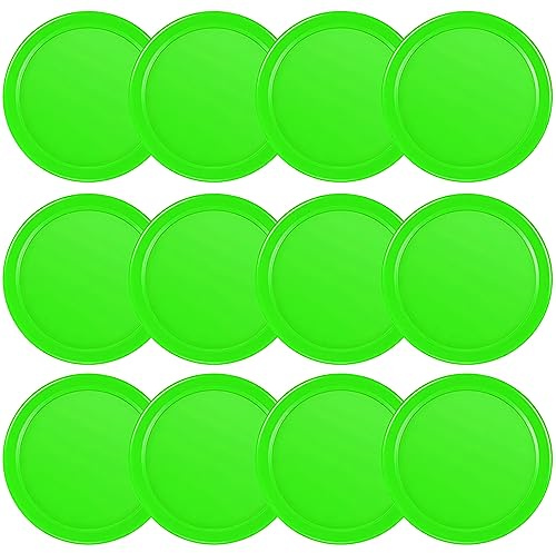 3 1/4 Inches Air Hockey Pucks 12 Pack Full Size Heavy Replacement Pucks for Game Tables Equipment Accessories (Green)