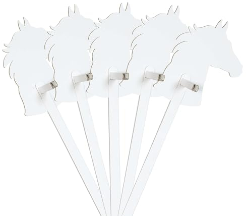 FOLDZILLA Steckenpferde Set aus Pappe 115 x 40 x 25 cm Hobbyhorse Stockpferde Pferd weiß zum Bemalen und Bekleben